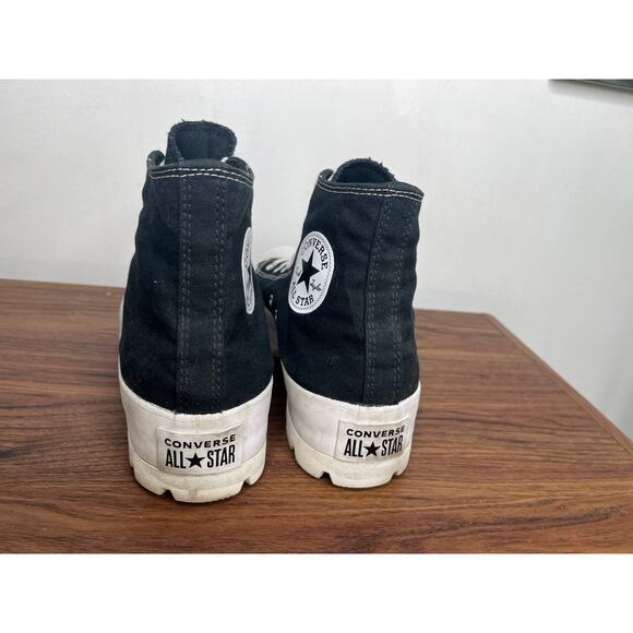 Converse All Star Chuck Taylor Black Canvas Lug Sole Platform High Tops sz 10.5 - Picture 3 of 6